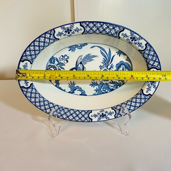 Antique Yuan Wood & Sons England Oval Deep Dish 10x7.25 Inches Blue & White - Picture 10 of 13